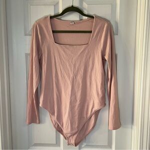 Old Navy Ribbed Pink Square Neck Bodysuit